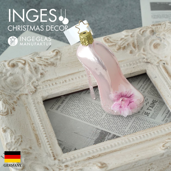 クリスマスツリー オーナメント ドイツ INGE-GLAS MANUFAKTUR（インゲ・グラス）ガラス ハイヒール フラミンゴピンク 9.5cm _[100126]  s60