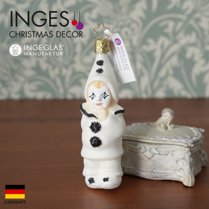 クリスマスツリー 飾り ガラス製 オーナメント INGE-GLAS MANUFAKTUR インゲ・グラス ピエロ 11cm（10071S018）