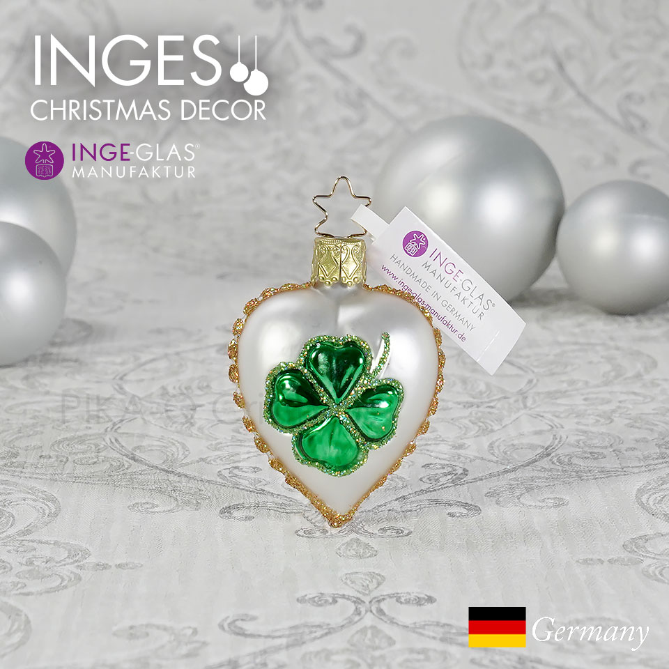クリスマスツリー オーナメント ドイツ INGE-GLAS MANUFAKTUR（インゲ・グラス）ガラス 四葉のクローバー 幸せのクローバー 5.5cm _[100179]  s60