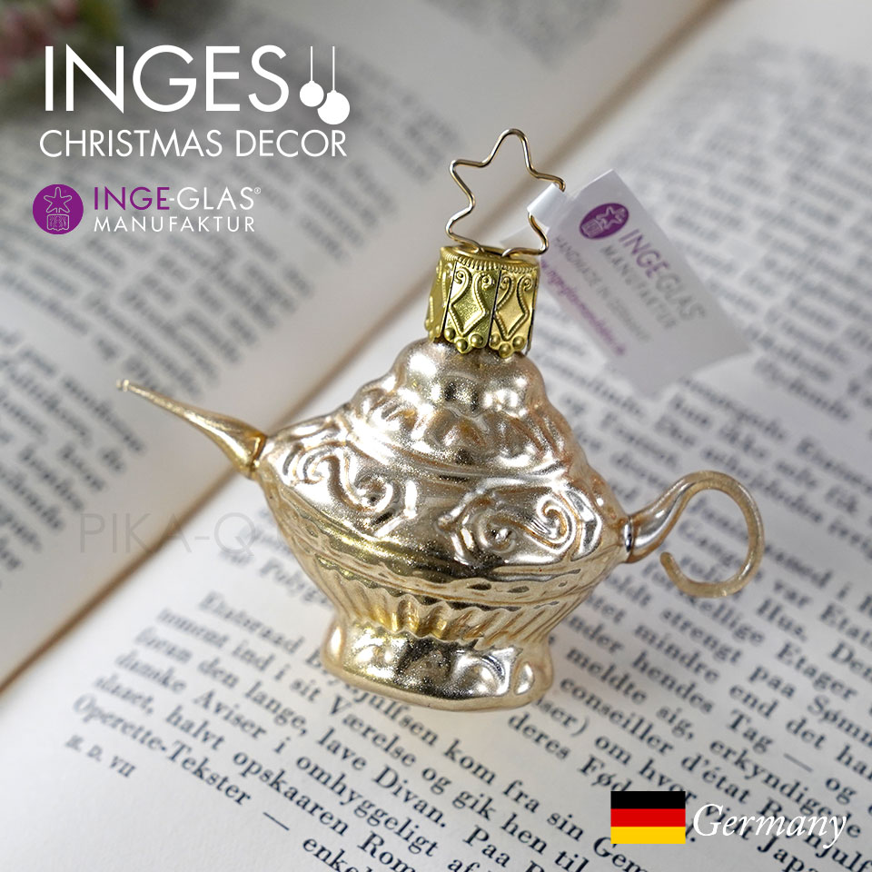 クリスマスツリー オーナメント ドイツ INGE-GLAS MANUFAKTUR（インゲ・グラス）ガラス アラジンの魔法のランプ 童話の世界 ゴールド 5.5cm _[100208]  s60