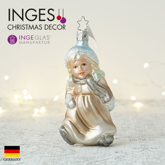 クリスマスツリー オーナメント ドイツ INGE-GLAS MANUFAKTUR（インゲ・グラス）ガラス スケートで遊ぶ女の子 11.5cm _[100246]  s60