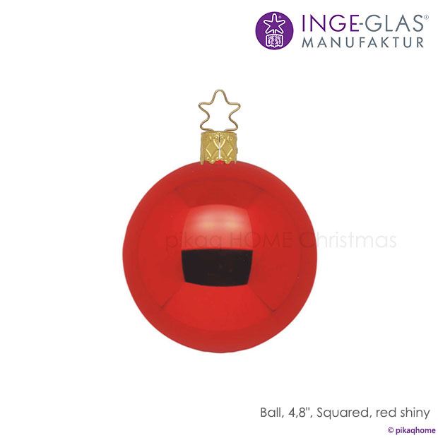 クリスマスツリー オーナメント ドイツ INGE-GLAS MANUFAKTUR（インゲ・グラス）ガラス デコレーションボール レッド シャイニー 12cm 単品 _[100279]  s60