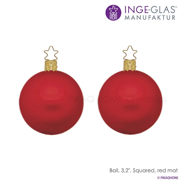 クリスマスツリー オーナメント ドイツ INGE-GLAS MANUFAKTUR（インゲ・グラス）ボール レッド マット 10cm 2個入 _[100283]