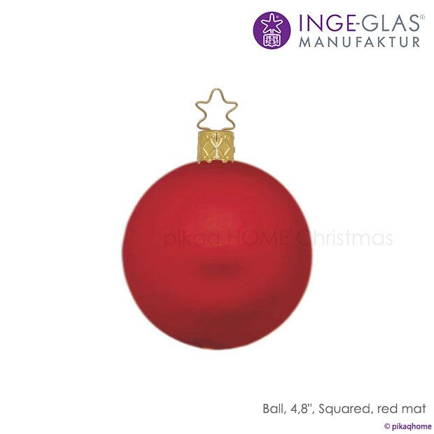 【100284】 クリスマスツリー オーナメント ドイツ INGE-GLAS MANUFAKTUR（インゲ・グラス）ボール レッド マット 12cm 単品