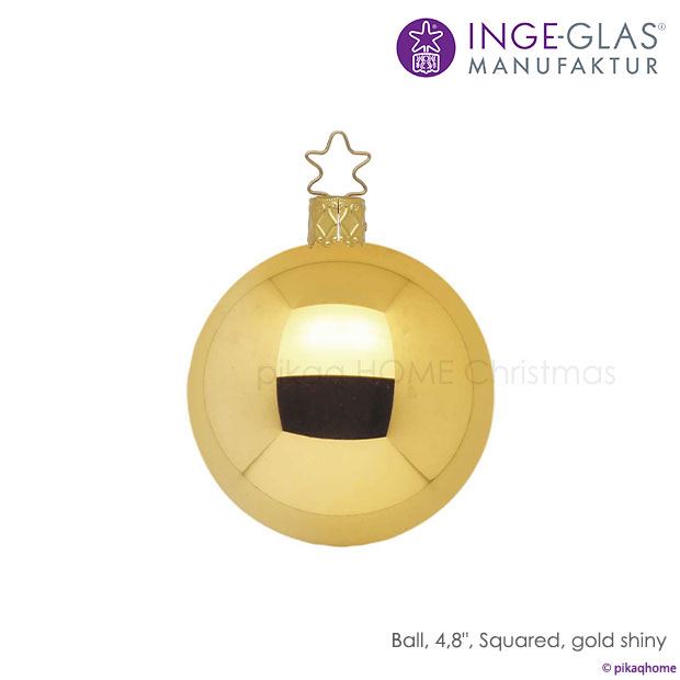 クリスマスツリー オーナメント ドイツ INGE-GLAS MANUFAKTUR（インゲ・グラス）ガラス デコレーションボール インカゴールド シャイニー 12cm 単品 _[100289]  s60