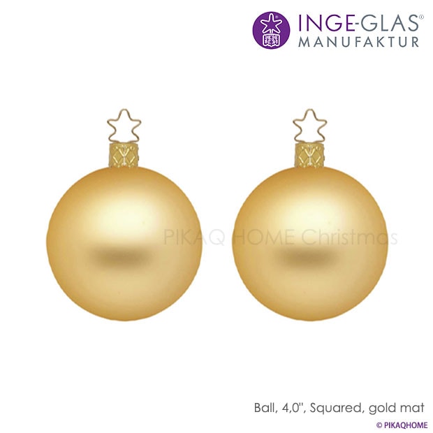 クリスマスツリー オーナメントボールセット ドイツ INGE-GLAS MANUFAKTUR（インゲ・グラス）ガラス デコレーションボール インカゴールド マット 10cm 2個入 _[100293]  s60
