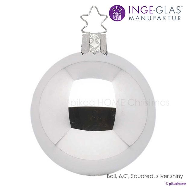 クリスマスツリー オーナメント ドイツ INGE-GLAS MANUFAKTUR（インゲ・グラス）ガラス デコレーションボール シルバー シャイニー 15cm 単品 _[100300]  s80