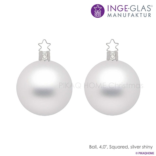 クリスマスツリー オーナメントボールセット ドイツ INGE-GLAS MANUFAKTUR（インゲ・グラス）ガラス デコレーションボール ホワイトマット 10cm 2個入 _[100303]  s60