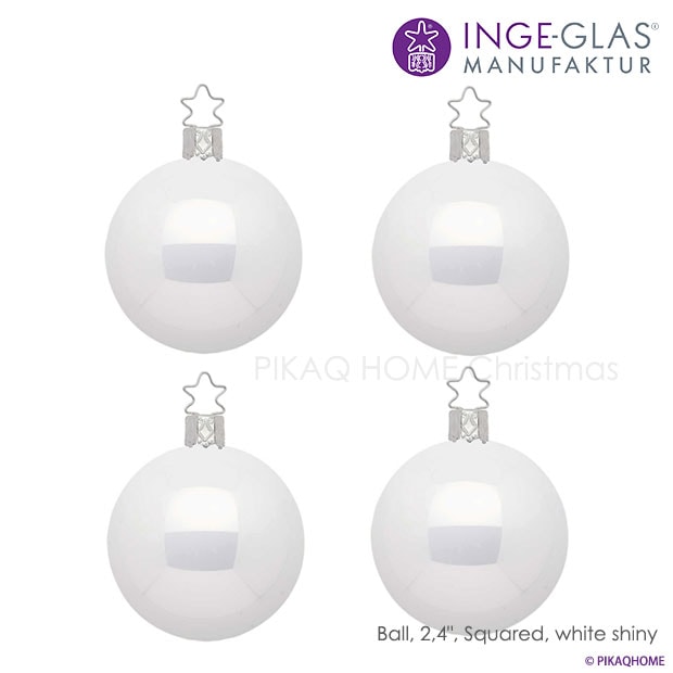 クリスマスツリー オーナメントボールセット ドイツ INGE-GLAS MANUFAKTUR（インゲ・グラス）ガラス デコレーションボール 磁器ホワイトパール 6cm 4個入 _[100306]  s60