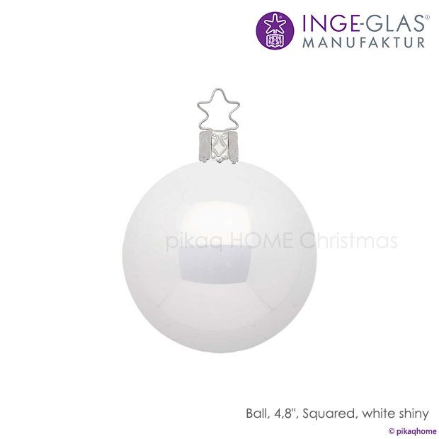 クリスマスツリー オーナメント ドイツ INGE-GLAS MANUFAKTUR（インゲ・グラス）ガラス デコレーションボール 磁器ホワイトパール 12cm 単品 _[100309]  s60