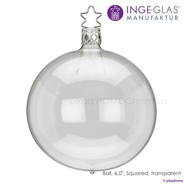 クリスマスツリー オーナメント ドイツ INGE-GLAS MANUFAKTUR（インゲ・グラス）ガラス デコレーションボール 透明クリア 15cm 単品 _[100315]  s80