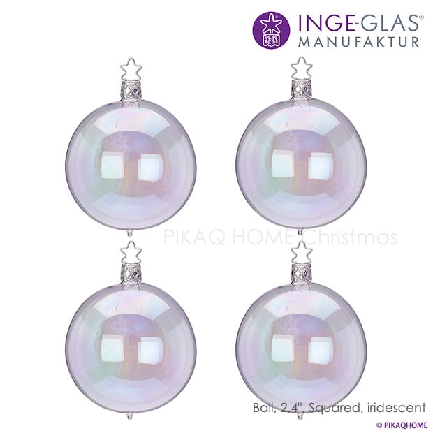 クリスマスツリー オーナメントボールセット ドイツ INGE-GLAS MANUFAKTUR（インゲ・グラス）ガラス デコレーションボール 玉虫色（シャボン色）6cm 4個入 _[100316]  s60
