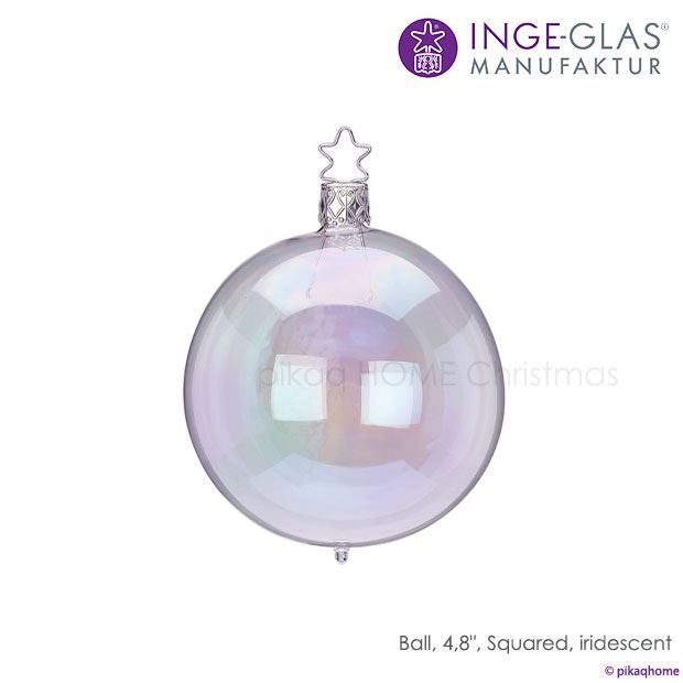 【100319】 クリスマスツリー オーナメント ドイツ INGE-GLAS MANUFAKTUR（インゲ・グラス）ボール 玉虫色（シャボン色）12cm 単品