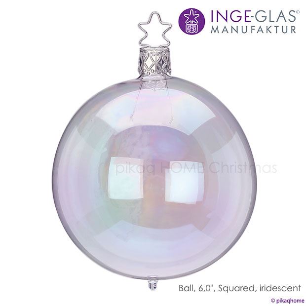 クリスマスツリー オーナメント ドイツ INGE-GLAS MANUFAKTUR（インゲ・グラス）ガラス デコレーションボール 玉虫色（シャボン色）15cm 単品 _[100320]  s80