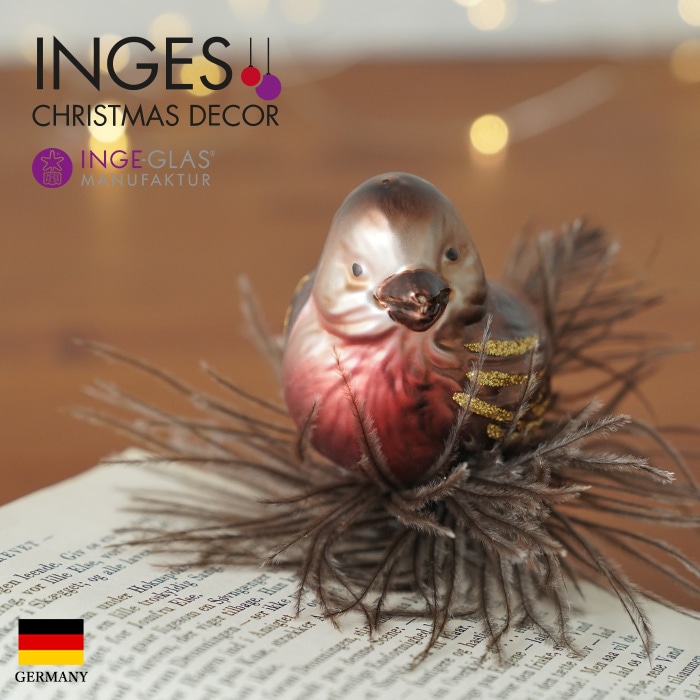 クリスマスツリー オーナメント ドイツ INGE-GLAS MANUFAKTUR（インゲ・グラス）ガラス 鳥のオーナメント 森の友達 forestfriend 7.5cm _[100345]  s60