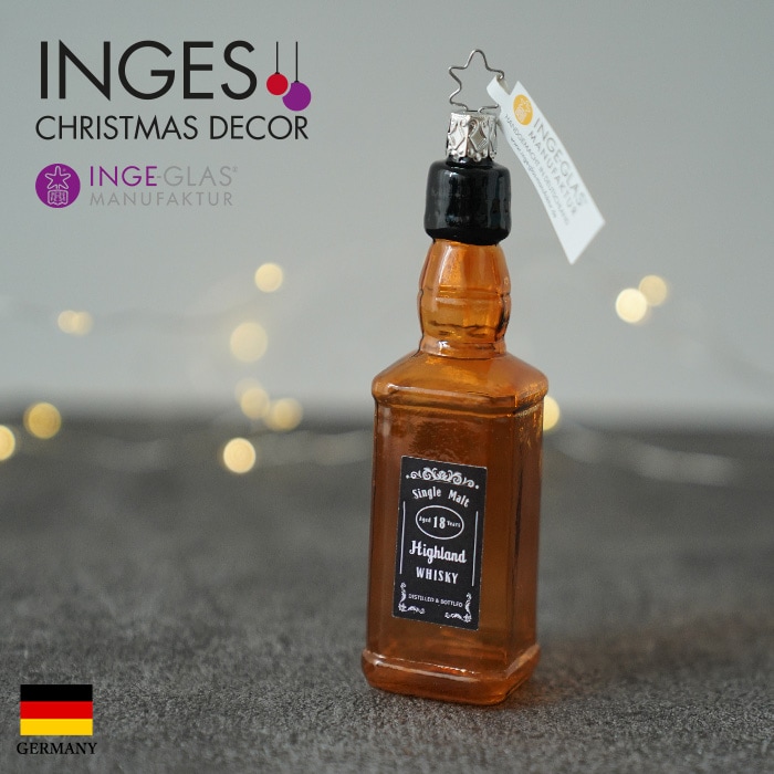 クリスマスツリー オーナメント ドイツ INGE-GLAS MANUFAKTUR（インゲ・グラス）ガラス ハイランドウイスキー ボトル お酒 ドリンクボトル 13cm _[100351]  s60