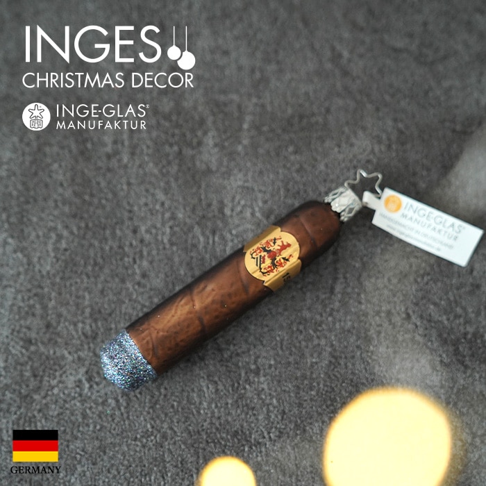 クリスマスツリー オーナメント ドイツ INGE-GLAS MANUFAKTUR（インゲ・グラス）ガラス 葉巻 シガレット シガー cigaret cigar 11.5cm _[100352]  s60
