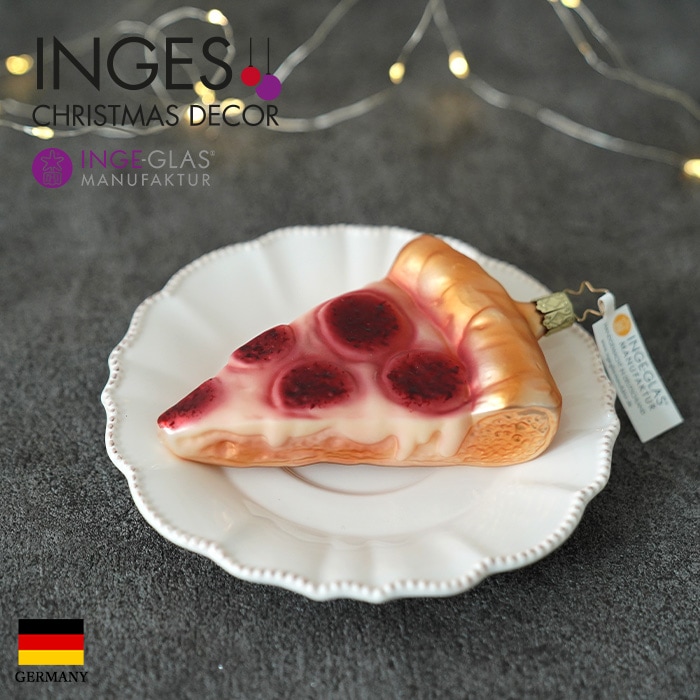 クリスマスツリー オーナメント ドイツ INGE-GLAS MANUFAKTUR（インゲ・グラス） ピザサラミ 三角ピザ pizza  13cm _[100361]  s60