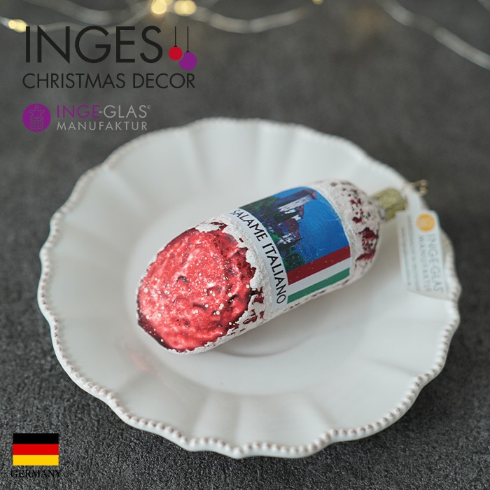 クリスマスツリー オーナメント ドイツ INGE-GLAS MANUFAKTUR（インゲ・グラス） イタリアサラミ ドライソーセージ 11cm _[100362]  s60