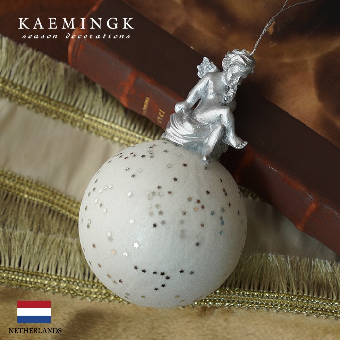 クリスマスツリー オーナメント ボール 北欧 KAEMINGK (カイミング) アークエンジェル 12cm 考える天使 [1] デコレーションボール 1個入 _[130032-1]  s60