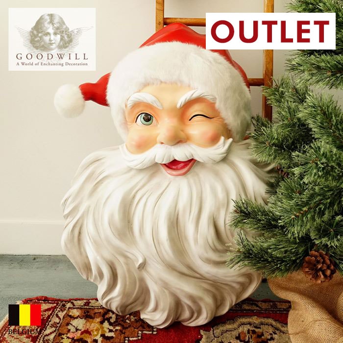 クリスマスツリー 飾り付け オーナメント ベルギー GOODWILL (グッドウィル) ファーサンタ ヘッドウォールディスプレイ RD/WH 66cm _D48025[150057]