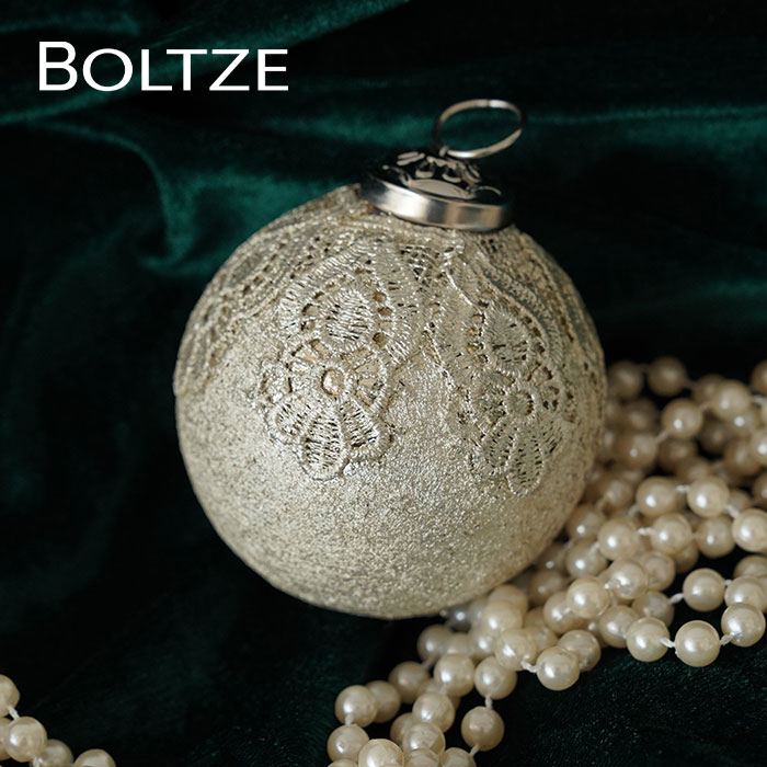 クリスマスツリー オーナメント ドイツ BOLTZE(ボルツ) ガラスボール パピエ レキオ 1個入 [3] 8cm レース＆スムーズ _[190001-3]  s60