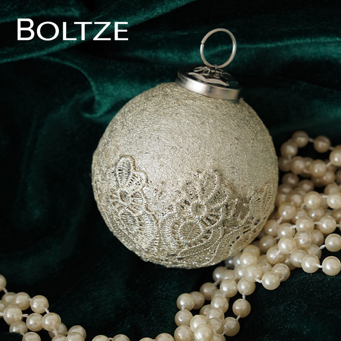 クリスマスツリー オーナメント ドイツ BOLTZE(ボルツ) ガラスボール パピエ レキオ 1個入 [4] 8cm スムーズ＆レース _[190001-4]  s60