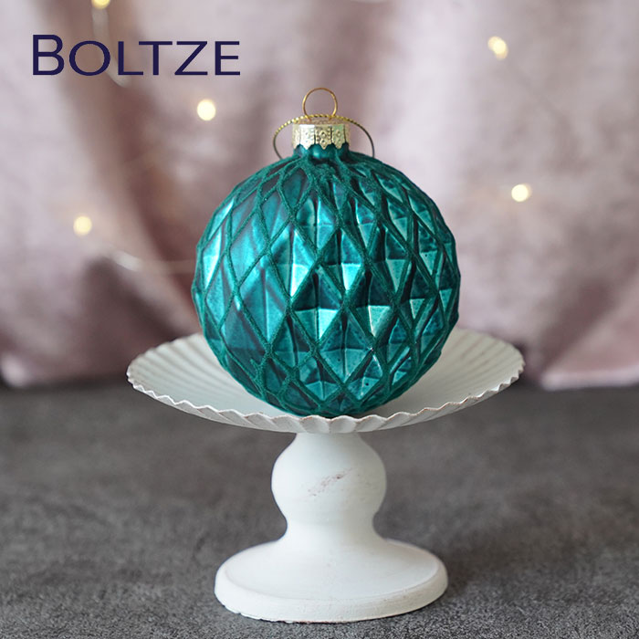 クリスマスツリー オーナメント ドイツ BOLTZE(ボルツ) ガラスボール ローレンツ 1個入 [4] 8cm ピーコックブルー _[190005-4]  s60