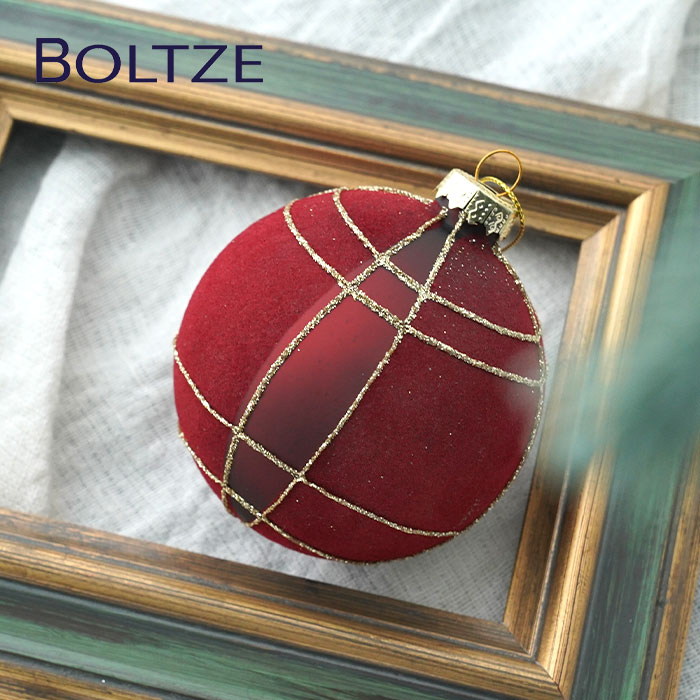 【190006-3】クリスマスツリー オーナメント ドイツ BOLTZE(ボルツ) ガラスボール クウェンティン 1個入 [3] 8cm オックスブラッド