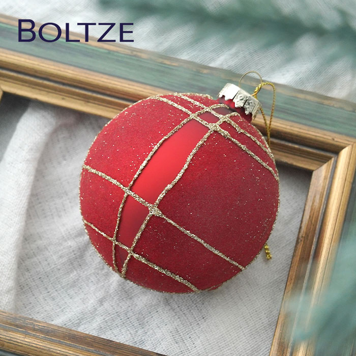 クリスマスツリー オーナメント ドイツ BOLTZE(ボルツ) ガラスボール クウェンティン 1個入 [4] 8cm パーシアンレッド _[190006-4]  s60