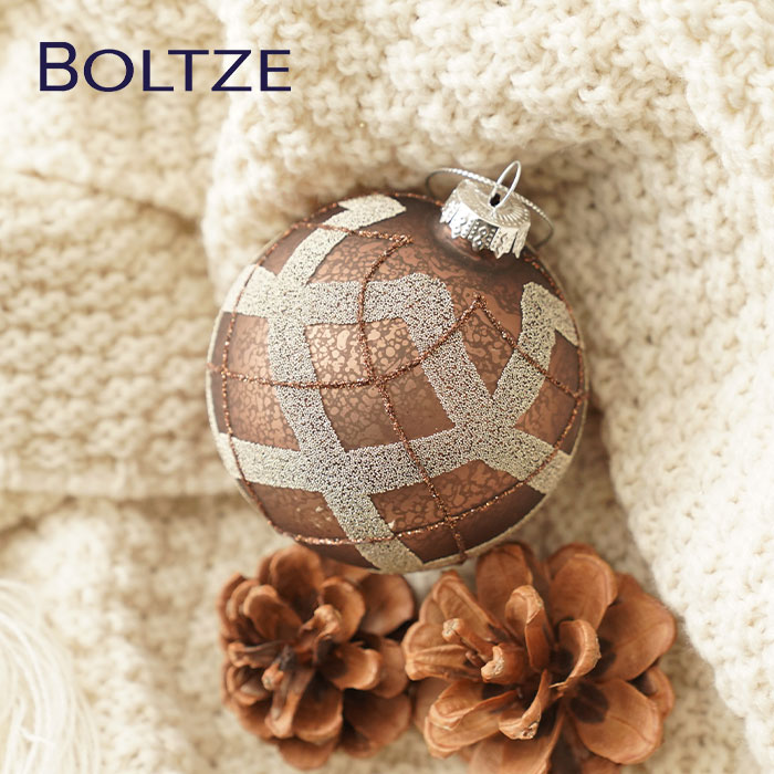 クリスマスツリー オーナメント ドイツ BOLTZE(ボルツ) ガラスボール ファビウス 1個入 [2] 8cm テコラッタ アーガイル チェック柄 _[190010-2]  s60