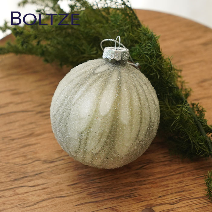 クリスマスツリー オーナメント ドイツ BOLTZE(ボルツ) ガラスボール バティック 波模様 マーブル模様 1個入 [1] 8cm ベージュ _[190011-1]  s60