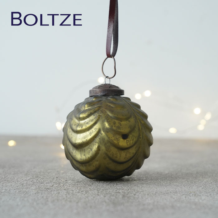 クリスマスツリー オーナメント ドイツ BOLTZE(ボルツ) ガラスボール テクカル 1個入 [4] 7cm アンティーク調 マット ローアンバー _[190013-4]  s60
