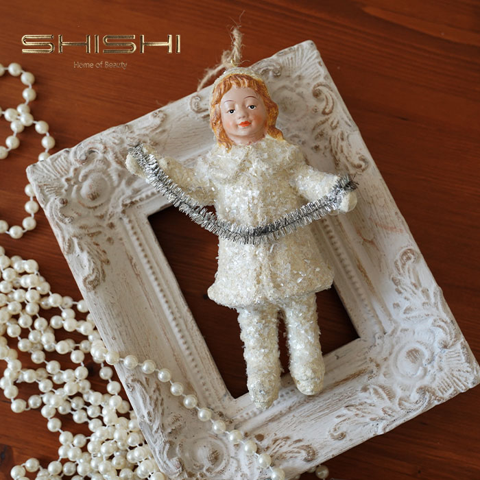 クリスマスツリー オーナメント 北欧 SHISHI (シシ) エスプリ ティンセルガーランド クリーム 女の子 17cm _[170011]  s60