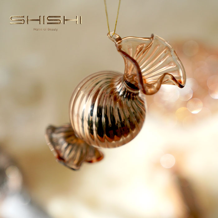 【170017-1】 クリスマスツリー オーナメント 北欧 SHISHI (シシ) ガラスキャンディー シャイニーローズ ゴールドミックス 丸い飴 8.5cm