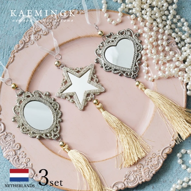 クリスマスツリー オーナメント 北欧 KAEMINGK (カイミング) ゴールドミラータッセル クラシカルミラー タッセル付き 鏡 ゴールド 3個セット _[130089]  s60