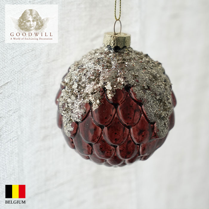 クリスマスツリー 飾り付け オーナメント ベルギー GOODWILL (グッドウィル) ペタルボールガラスオーナメント［1］ラメ 8cm _P31560-1[150116-1]  s60
