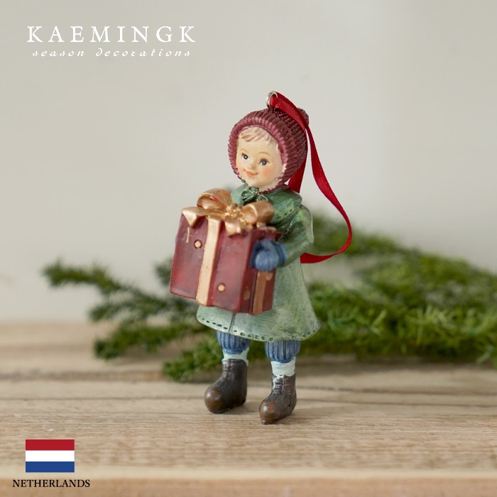 クリスマスツリー オーナメント 北欧 KAEMINGK (カイミング) プレゼントを持った赤い帽子の子供 [1]［Joy］ピカキュウホーム ピカキュウhome _[130083-1]  s60