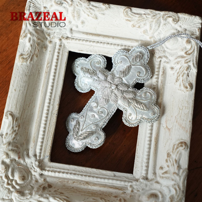 クリスマスツリー オーナメント 飾り インド BRAZEAL STUDIO (ブレイズルスタジオ) ハンキング デコレーション 十字架 12cm _[210002]  s60