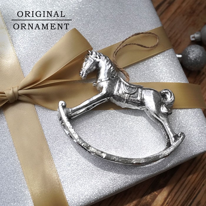 クリスマスツリー オーナメント 飾り 木馬のオーナメント 飾り シルバー 12cm _[880001]  s60