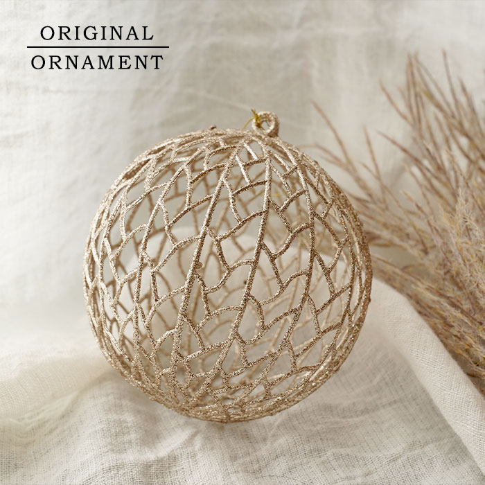 クリスマスツリー オーナメントボール 飾り ゴールドメッシュボール 12cm _[880005]  s60【ま】