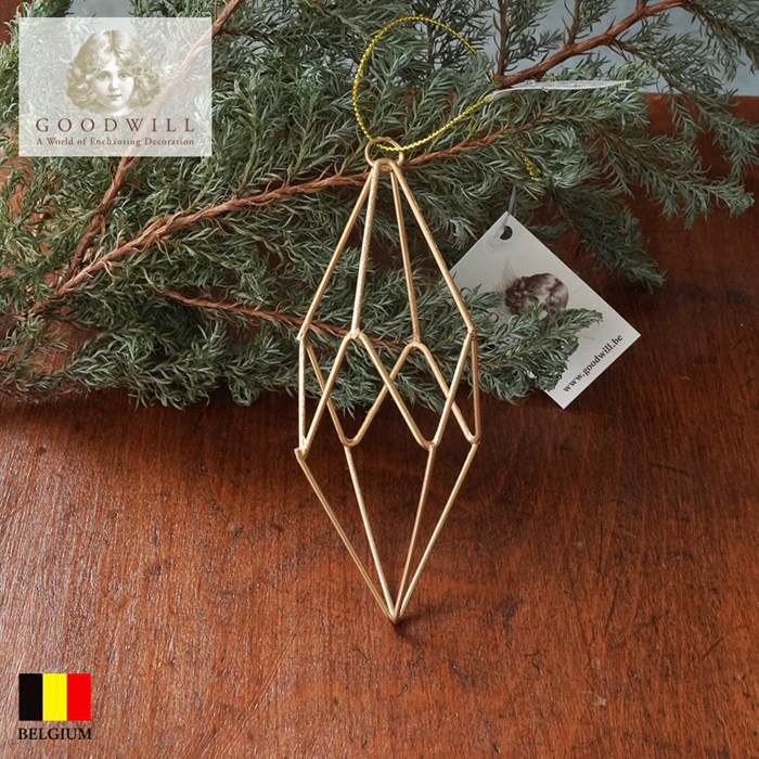 クリスマスツリー 飾り付け オーナメント ベルギー GOODWILL (グッドウィル) ゴールド ワイヤー ダイヤモンド 菱形８面 11cm _PL52452[150025-3]  s60