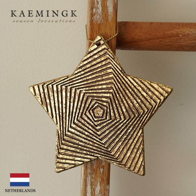 クリスマスツリー オーナメント 北欧 KAEMINGK (カイミング) スタープレート ゴールド 五角 ペンタゴン柄 星 ほし 10cm _[130015-2]  メール便対応
