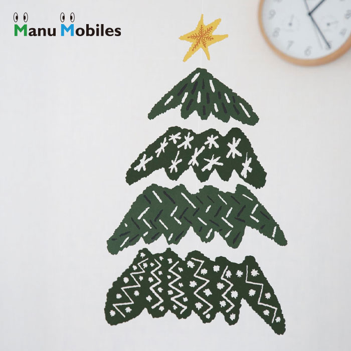 モビール【クリスマスモビール Christmas Mobile】Manu Mobiles マニュモビールズ 北欧 インテリア 飾り 手作り おしゃれ 赤ちゃん 男の子 子供部屋 贈り物 お祝い クリスマスツリー飾り 80s