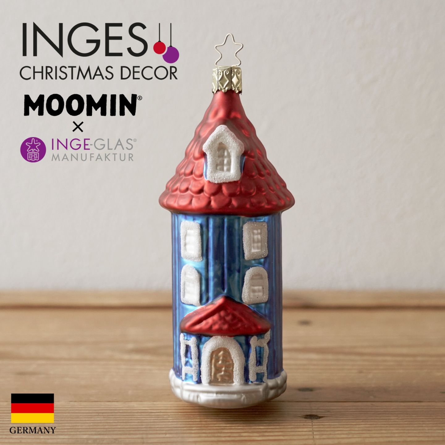 クリスマスツリー 飾り ガラス製 オーナメント ドイツ INGE-GLAS MANUFAKTUR（インゲ・グラス）ムーミンの家 ムーミン80周年記念 限定数 _[100407]  s60