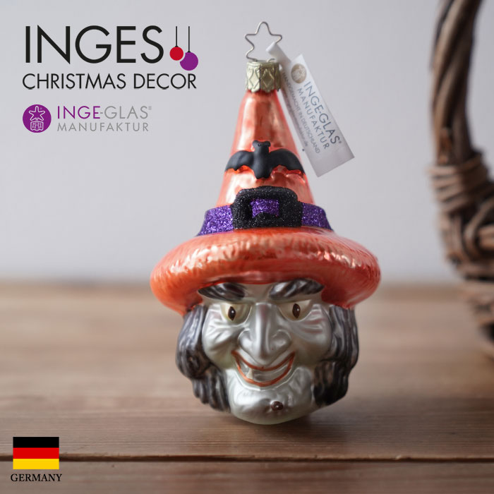 クリスマスツリー 飾り ガラス製 オーナメント ドイツ INGE-GLAS MANUFAKTUR（インゲ・グラス）ハロウィン 魔女11cm _[100408]  s60