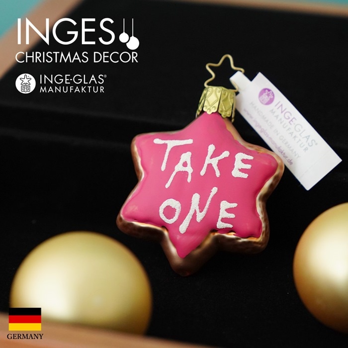 クリスマスツリー 飾り ガラス製 オーナメント INGE-GLAS MANUFAKTUR インゲ・グラス ［不思議の国のアリス］アイシングクッキー 星型 Take one 7cm 1個（10057S020）