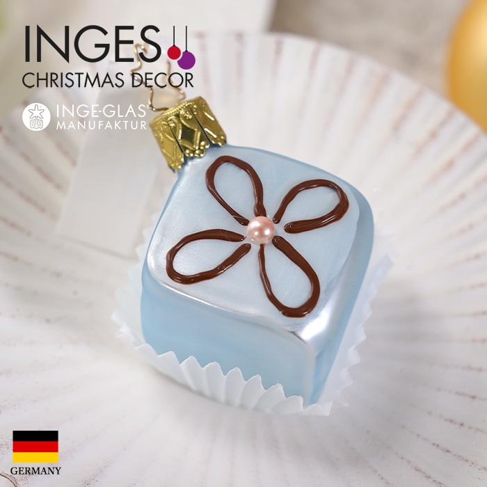 クリスマスツリー 飾り ガラス製 オーナメント INGE-GLAS MANUFAKTUR インゲ・グラス プチフール プチケーキ スイーツ お菓子 ベリー ブルー 6.5cm 1個（10071S020）