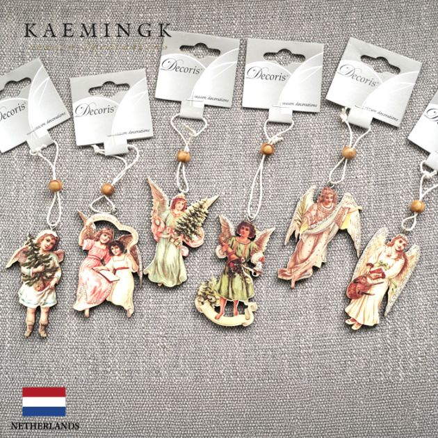 クリスマスツリー 飾り オーナメント 北欧 KAEMINGK カイミング エンジェルプライウッド 6個入