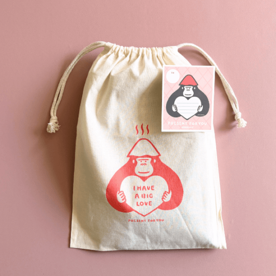 ごリラックス ととのうラッピング巾着 レッド